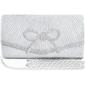 Sparkly Rhinestone Clutch Purse Glitter Bow Crossbody Bag for Party Wedding
